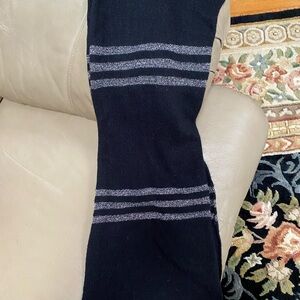 DKNY Very long5ft. Black wool scarf with silver bands